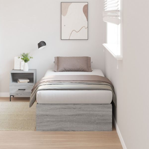vidaXL Stauraum-Bettgestell Grau Sonoma 100x200 cm, 3335354