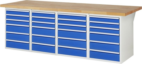 RAU Werkbank Serie 7000 - Modell 7515-5, B2500 x T900 x H890 mm, Systemunterbau B2500 x T850 x H850 mm, 03-7515A5-259B4M.11