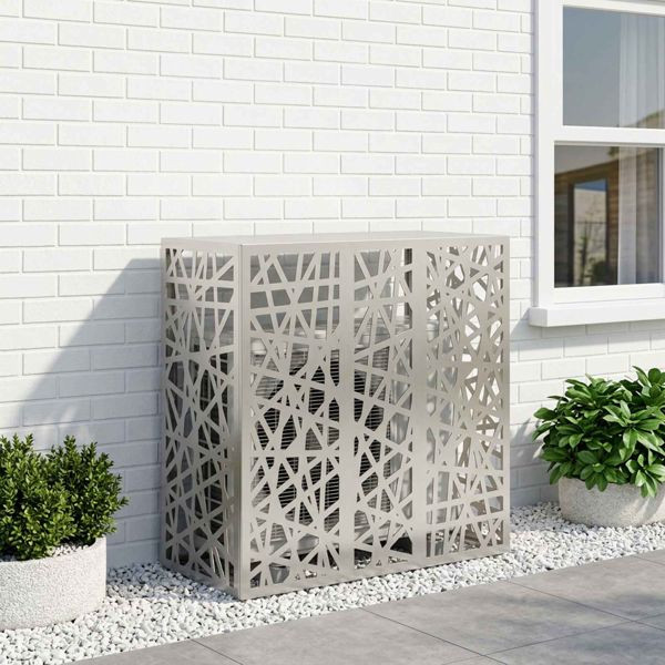vidaXL Klimaanlagenabdeckung Silber 110 x 50 x 105 cm Edelstahl, 8014175