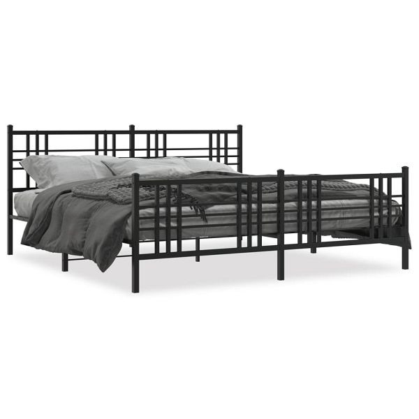 vidaXL Bettgestell mit Kopf- und Fußteil Metall Schwarz 183x213 cm, 376347