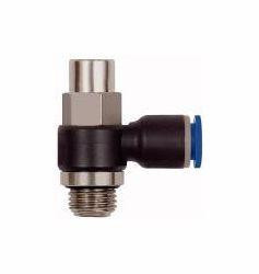 Riegler Drosselrückschlagventil mit Abluftdrosselung, regulierbar mit Schlitzschraube, Außengewinde zylindrisch mit O-Ring (NBR), 110030, 4047322387347