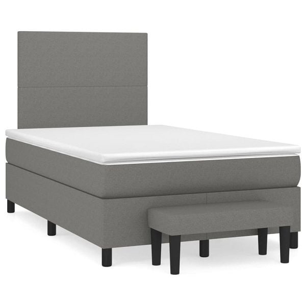 vidaXL Boxspringbett mit Matratze Dunkelgrau 120x190 cm Stoff, 3270342