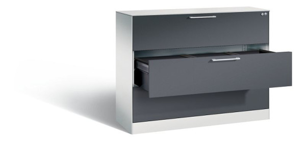 C+P Hängeregistraturschrank Asisto, H1010xB1200xT435mm, Farbe: Lichtgrau / Schwarzgrau, Bügelgriff, 146041-313 S10143
