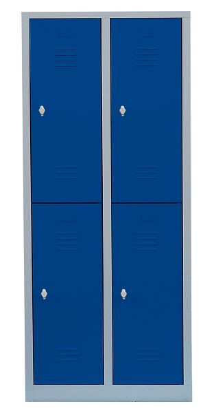 Lüllmann Stahl-Kleiderschrank / Garderobenschrank, 1800 x 800 x 500 mm, Lichtgrau/Enzianblau, 523221