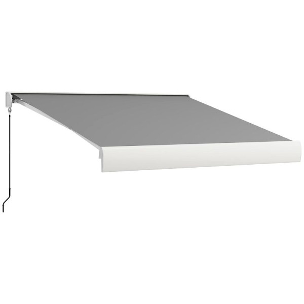 Outsunny Markise, elektrisch/manuell ausfahrbar, Vollkassette, Fernbedienung, Aluminiumrahmen, 3 x 2,5 m, Hellgrau, 840-255V90LG