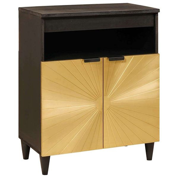 vidaXL Sideboard Schwarz und Gold 60 x 33 x 75 cm massives Mangoholz, 4017853