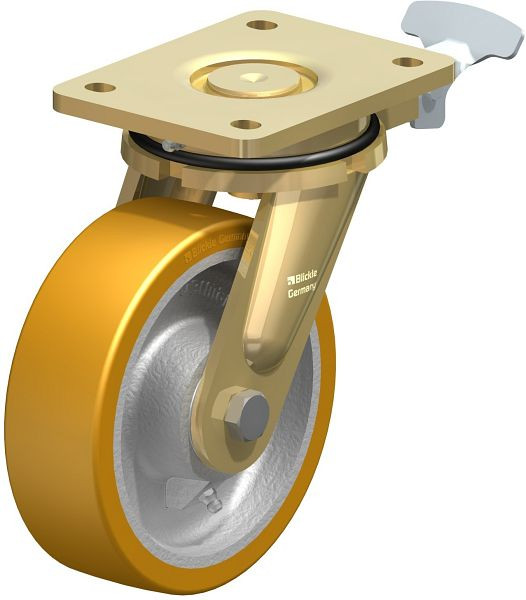 Blickle LS-GTH 160K-RI4 Stahlgeschweißte Schwerlast-Lenkrolle, schwere Drehkranz-Ausführung, Blickle Extrathane®, Hellbraun, 704700