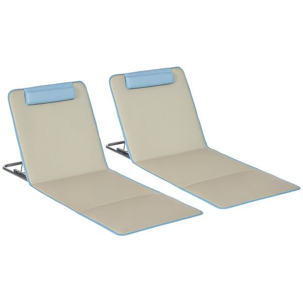 Outsunny 2er-Set Strandmatte, verstellbar, faltbar, 124L x 53B x 37-50H cm, Beige, A20-205BG