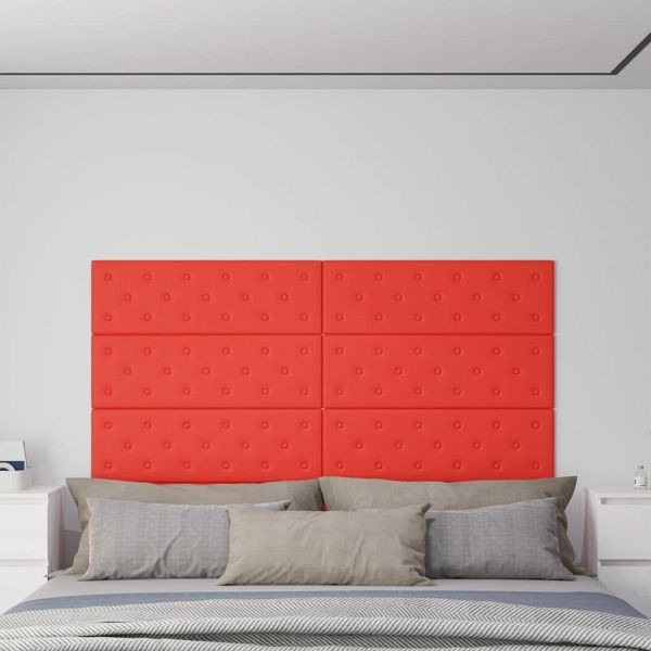 vidaXL Wandpaneele 12 Stück Rot 90x30 cm Kunstleder 3,24 m², 344004