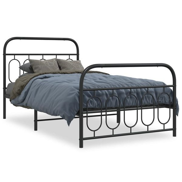 vidaXL Bettgestell mit Kopf- und Fußteil Metall Schwarz 107x203 cm, 377131