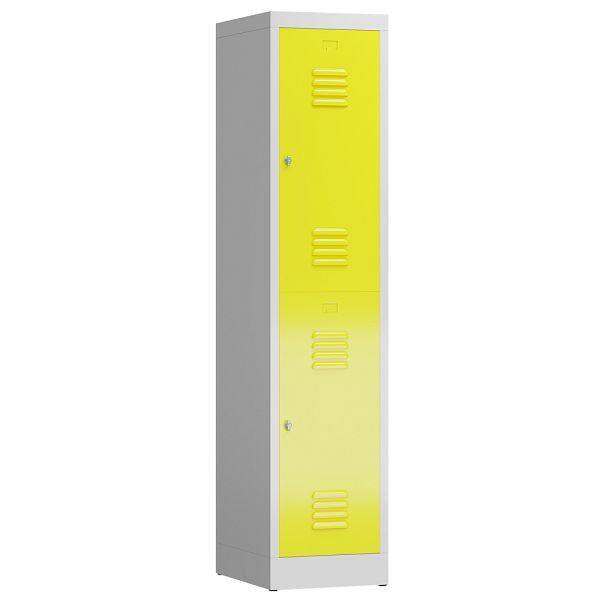 Lüllmann ClassiX Garderobenschrank, 1 Abteil doppelstöckig, 1800 x 415 x 500 mm, lichtgrau/zinkgelb, X-523216