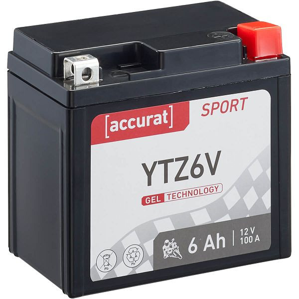 Accurat Sport GEL YTZ6V Motorradbatterie 6Ah 12V 100A YTZ6S, MBG-YTZ6V