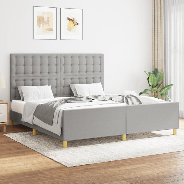 vidaXL Bettgestell mit Kopfteil Hellgrau 160x200 cm Stoff, 3125389