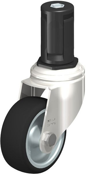 Blickle LKRXA-PATH 80G-11-EXR15 Edelstahl-Apparate-Lenkrolle mit Expander, Thermoplastisches Polyurethan, Grau, 853398