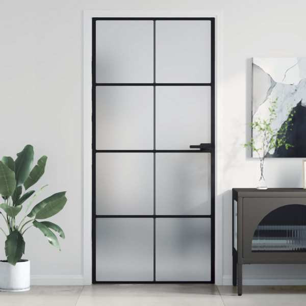 vidaXL Innentür Schlank Schwarz 93x201,5 cm Hartglas & Aluminium, 155129