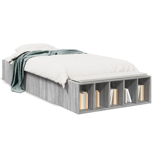 vidaXL Bettgestell Grau Sonoma 100x200 cm Holzwerkstoff, 3280606