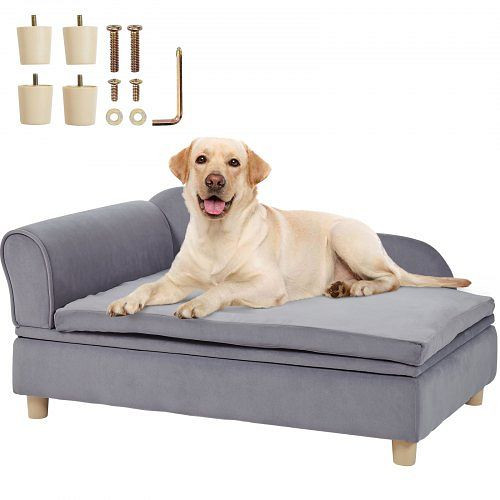 VEVOR Haustiersofa, für große Hunde und Katzen, weiches, samtiges Hundesofabett, 50 kg belastbar grau, BYCWSFBYZFXDZO5OOV0