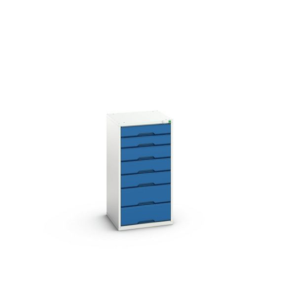 bott verso Schubladenschrank, mit 7 Schubladen, BxTxH: 525 x 550 x 1000 mm, Lichtgrau / Enzianblau, 16925049.11