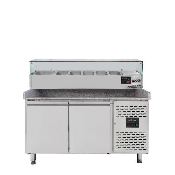 Vaiotec EASYLINE Pizzakühltisch 800 / 2-türig "grau" inkl. Kühlaufsatz GN1/3, 11256