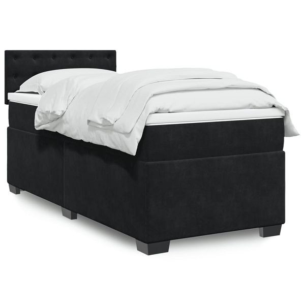vidaXL Boxspringbett mit Matratze Schwarz 90x190 cm Samt, 3288488