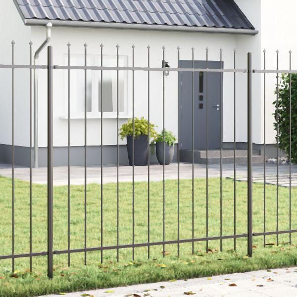 vidaXL Gartenzaun mit Spitzdach Grau 1,7x1,5 m Stahl, 42003872