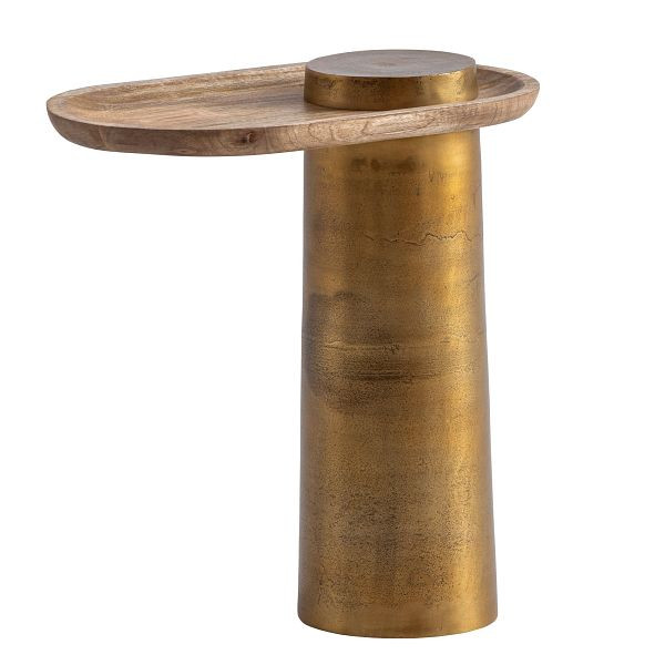 Wohnling Beistelltisch Mango Massivholz Metall 50x30x52cm Anstelltisch, Kleiner Abstelltisch Oval, Sofatisch Hoch, WL7.215