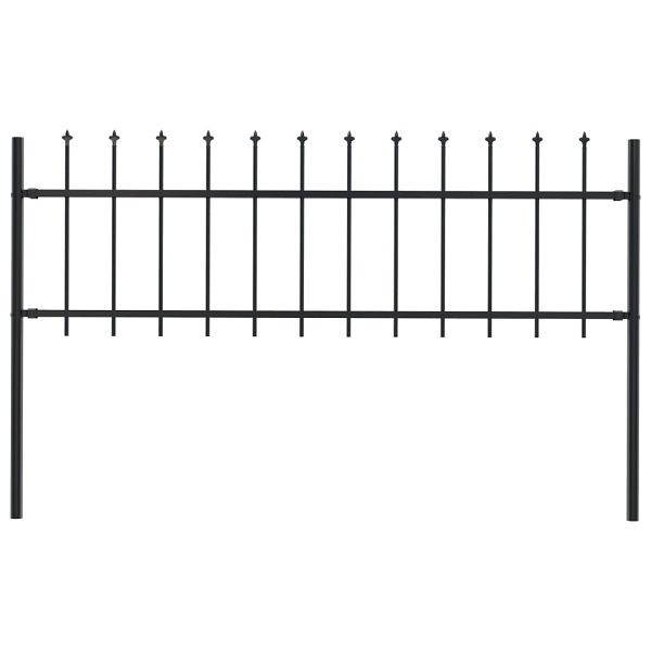 vidaXL Gartenzaun mit Speerspitzen Stahl 1,7 x 0,6 m Schwarz, 144923