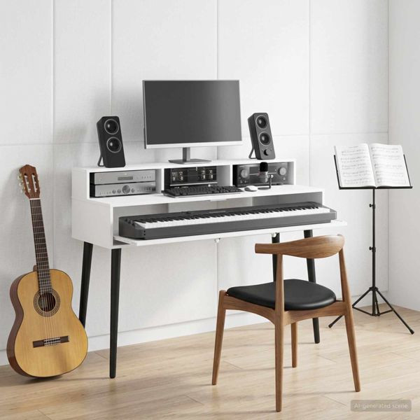 vidaXL Studiotisch Weiß 130 x 42,5 x 36 cm Holzwerkstoff, 8006724