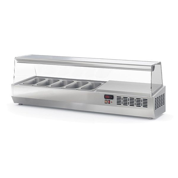 Vaiotec TOPLINE Kühlaufsatz mit Glasabdeckung 5xGN1/4, 1345 x 336 mm, 11877