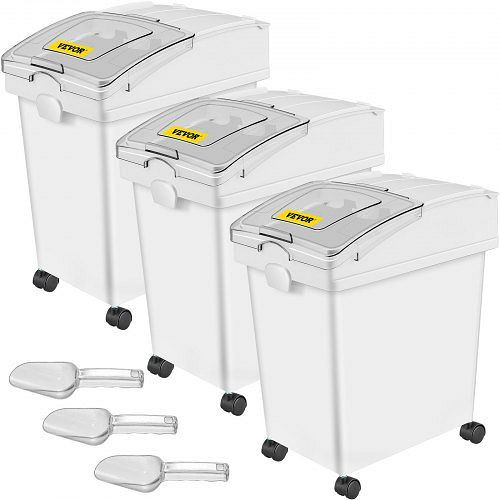 VEVOR Mehl und Reis Behälter Kapazität 15 kg, Aufbewahrungsbox Küche 25 x 35,5 x 43 cm, dreifach Vorratsdosen, weiß, VE: 3 Stück, MX20QKSGM00000001V0