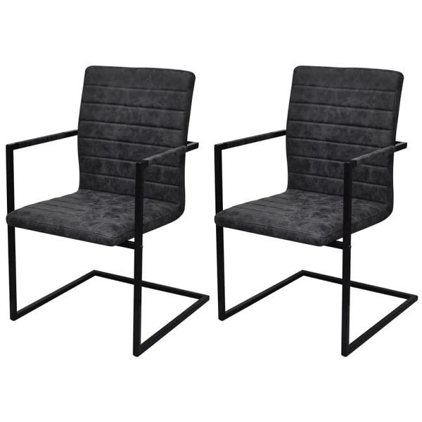 vidaXL Freischwinger 2 Stück Schwarz Kunstleder, 242285