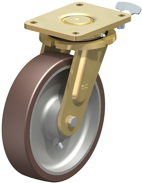 Blickle LS-GB 250K-RI4 Stahlgeschweißte Schwerlast-Lenkrolle, schwere Drehkranz-Ausführung, Blickle Besthane®, Braun, 852598