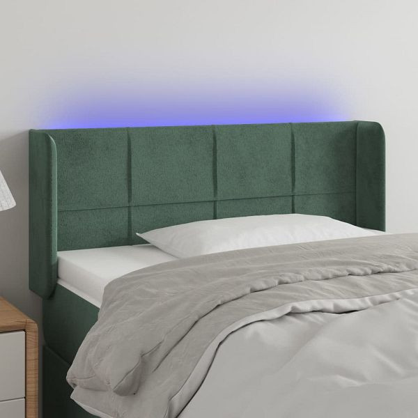 vidaXL LED Kopfteil Dunkelgrün 103x16x78/88 cm Samt, 3123281