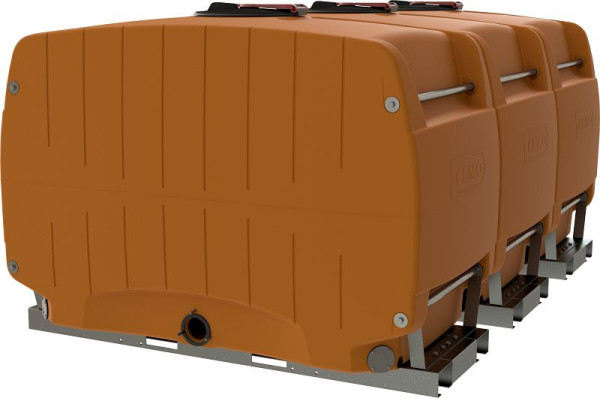Cemo Modulfass 6000 l orange mit Grundrahmen Verkettung 3 x 2000 l-Modul, 12146