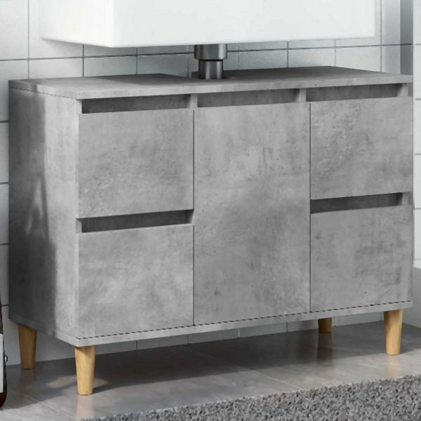 vidaXL Waschbeckenunterschrank Betongrau 80x33x60 cm Holzwerkstoff, 857125