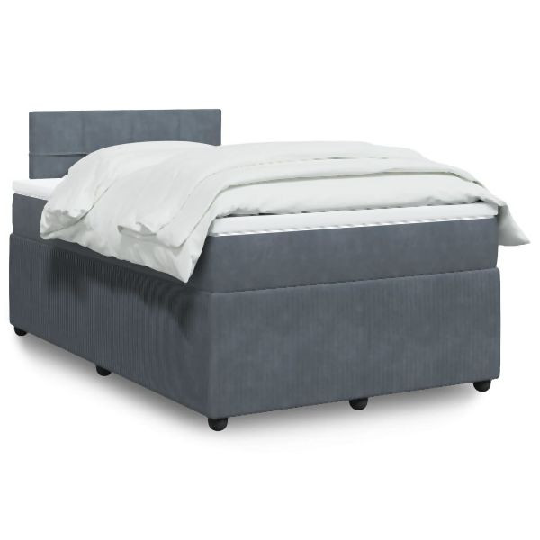 vidaXL Boxspringbett mit Matratze Dunkelgrau 120x190 cm Samt, 3289987