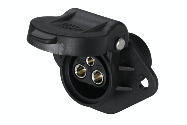 HELLA Steckdose, 3-polig, Flachsteckanschluss, Stecker: Flachstecker, schwarz, DIN/ISO: 9680, 8JB 001 933-011