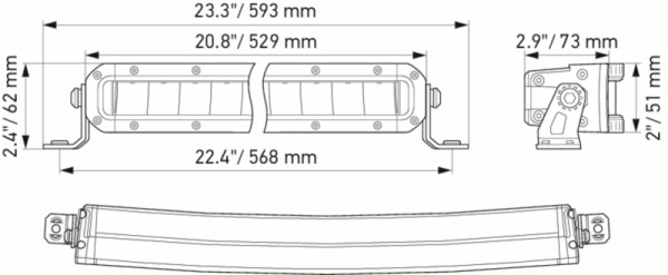 HELLA LED-Fernscheinwerfer, Black Magic Slim Curved Lightbar 20", 12/24V, 3910lm, schlank/gewölbt, Anbau, ECE, glasklar, 2000mm, vorne, 1FJ 358 196-501