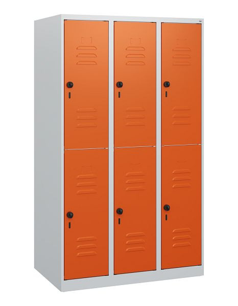 C+P Doppelstöckiger Spind Classic PLUS, 3 Abteile, 1530x900x500mm, 7035/2004, Drehriegel, 0803005-30 S10000