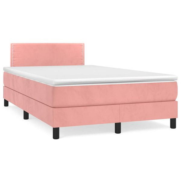 vidaXL Boxspringbett mit Matratze Rosa 120x190 cm Samt, 3269836