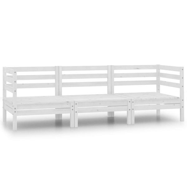 vidaXL 3-teilig Garten-Lounge-Set Kiefer Massivholz Weiß, 806608