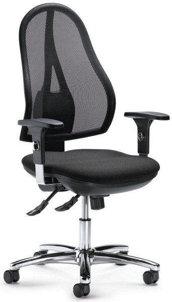Deskin Bürodrehstuhl COMFORT NET DELUXE inkl. Armlehnen, Armlehnen höhenverstellbar, Fußkreuz verchromt, Bezug Stoff Basic G, Farbe schwarz, 254674