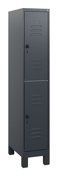 C+P Doppelstöckiger Spind Classic PLUS, Füße, 1630x300x500mm, 7016/7016, Drehriegel, 0803105-10 S10012