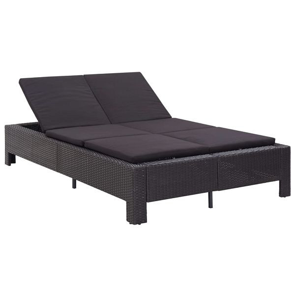vidaXL 2-Personen-Sonnenliege mit Auflage Schwarz Poly Rattan, 46241
