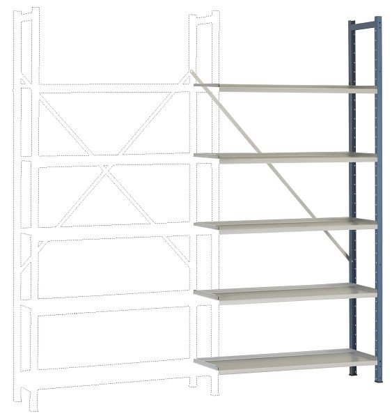 Manuflex Archiv-Anbauregal mit 5 Stahlböden, HxBxT = 1900 x 930 x 300 mm, RA2182.5007