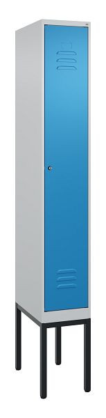 C+P Umkleidespind Classic PLUS mit Mitteltrennwand, Gestell, 2120x300x500mm, 7035/5012, Zylinderschloss, 0800307-10F S10019