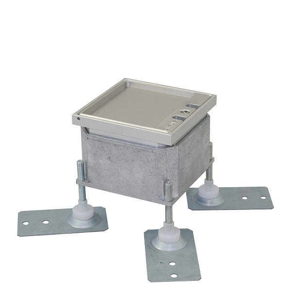 GIFAS Bodensteckdose Typ FONTO 4308, Innenbereich, 1x Schuko/1x RJ45, IP65 (geschlossen), Aluminium, mit Kabelauslass, für Bodenbelag, 840776