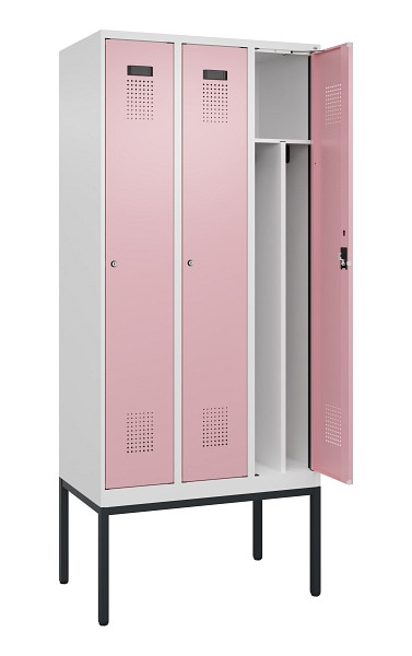 C+P Spind Evolo PLUS, Gestell, 3 Abteile, 2120x900x500mm, 9016/3015, Verschluss Zylinderschloss, 0490307-30F S10045