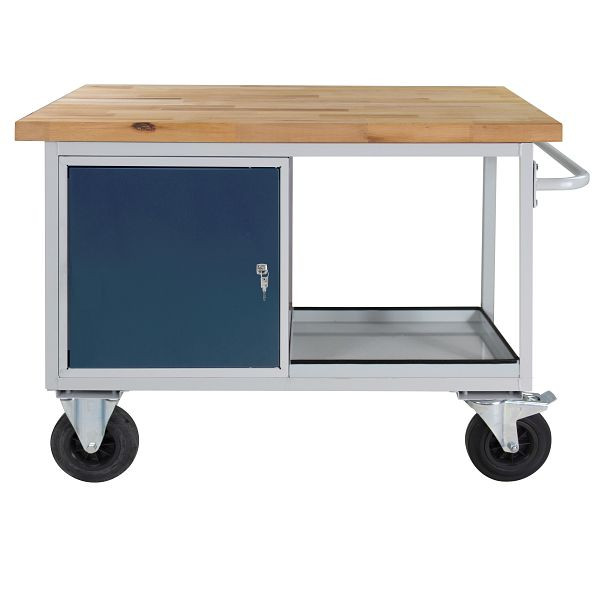 ADB Mobile Werkbank "Typ Tischwagen", 1 Tür, Ablageboden, 840x1300x600 mm, Tischwagen: lichtgrau, RAL 7035, Tür/Schubladen: Anthrazitgrau (RAL 7016), 44743