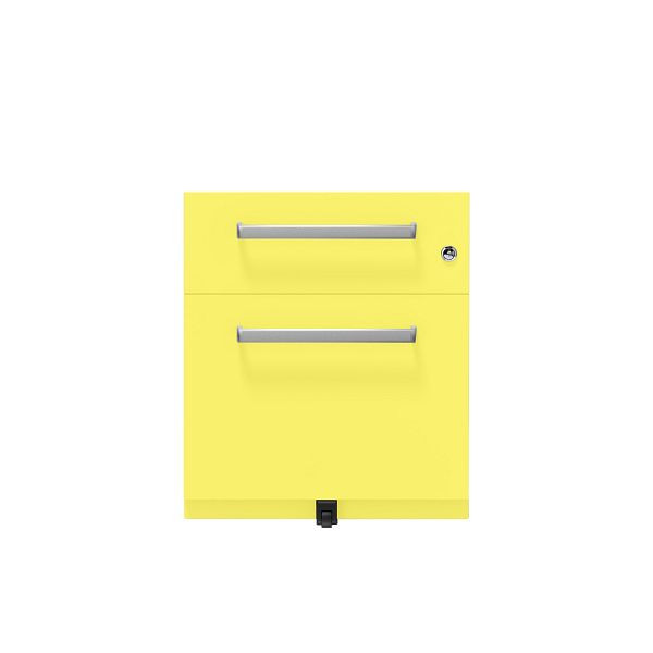Bisley Rollcontainer Note™, 2 Schubladen, Tiefe 775 mm, Designgriff, 641 zinkgelb, NWH79M7BF641